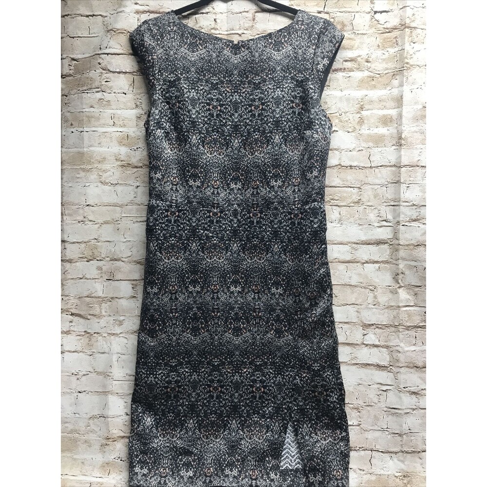 LTD Womens Dress Size 8 Sleeveless Black Print Side Split Embellish Mini Buttons